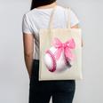 Cute Coquette Baseball Pink Bow Player & Fan Girls Canvas Tote Bag