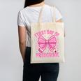First Day Of Preschool Coquette Bow Back To School Girls Canvas Tote Bag First Day Of Preschool Coquette Bow Back To School Girls Canvas Tote Bag