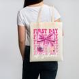 First Day Of School Girls Coquette Bow Back To School Performance Canvas Tote Bag First Day Of School Girls Coquette Bow Back To School Performance Canvas Tote Bag