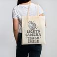 Lights Camera Teach Smile Disco-Ball Back To School Outfit Canvas Tote Bag Lights Camera Teach Smile Disco-Ball Back To School Outfit Canvas Tote Bag