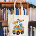Back To School Chicken School Bus 100 Days Of School Canvas Tote Bag