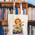 Back To School Lion School Bus 100 Days Of School Canvas Tote Bag