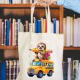 Back To School Sloth School Bus 100 Days Of School Canvas Tote Bag