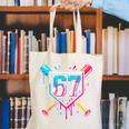 Baseball Ice Cream Drip Number 67 Player 67th Birthday 67 Canvas Tote Bag
