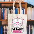 Cute 1st Grade Vibes Cat Kitten Lover Back To School Girls Canvas Tote Bag Cute 1st Grade Vibes Cat Kitten Lover Back To School Girls Canvas Tote Bag