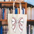 Cute Baseball Coquette Bow For Women Girls Baseball Mama Mom Canvas Tote Bag