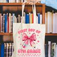 First Day Of 6th Grade Coquette Back To School Girls Kids Canvas Tote Bag First Day Of 6th Grade Coquette Back To School Girls Kids Canvas Tote Bag