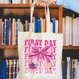 First Day Of School Girls Coquette Bow Back To School Performance Canvas Tote Bag First Day Of School Girls Coquette Bow Back To School Performance Canvas Tote Bag