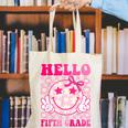 Hello Fifth Grade Coquette Bow Back To School 5th Grade Girl Canvas Tote Bag Hello Fifth Grade Coquette Bow Back To School 5th Grade Girl Canvas Tote Bag