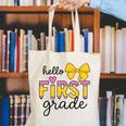 Hello First Grade For Girls Boys Cute Back To School Pencil Canvas Tote Bag