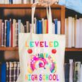Leveled Up To High School Gaming Fun Back To School Tie Dye Canvas Tote Bag Leveled Up To High School Gaming Fun Back To School Tie Dye Canvas Tote Bag