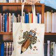 Melanin Pencil Leopard Bow Para Back To School Canvas Tote Bag