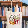 Smiling Baseball Popcorn And Hot-Dog Cartoon Apparel Canvas Tote Bag