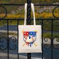 Baseball Drip American Flag Home Plate 4th Of July Patriotic Canvas Tote Bag