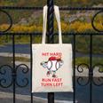 Hit Hard Run Fast Turn Left Baseball Player Canvas Tote Bag Hit Hard Run Fast Turn Left Baseball Player Canvas Tote Bag