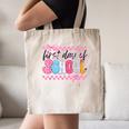 Girl First Day Of School Coquette Bow Pink Back To School Canvas Tote Bag