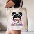 Hello Kindergarten Shirt Messy Bun Tie Dye Back To School Canvas Tote Bag Hello Kindergarten Shirt Messy Bun Tie Dye Back To School Canvas Tote Bag