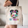 Messy Hair Bun Girl Back To School First Day Hello 1st Grade Canvas Tote Bag
