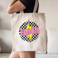 Women Checkered Teach Pencil Lightning Bolt Back To School Canvas Tote Bag