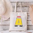 Cute Yellow School Pencil Alphabet Letter A Back To School Canvas Tote Bag Cute Yellow School Pencil Alphabet Letter A Back To School Canvas Tote Bag