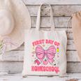 First Day Of Homeschool Coquette Back To School Girls Canvas Tote Bag First Day Of Homeschool Coquette Back To School Girls Canvas Tote Bag