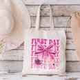 First Day Of School Girls Coquette Bow Back To School Performance Canvas Tote Bag First Day Of School Girls Coquette Bow Back To School Performance Canvas Tote Bag