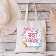 First Grade Back To School Girls Kids Coquette Bows Retro Canvas Tote Bag First Grade Back To School Girls Kids Coquette Bows Retro Canvas Tote Bag