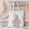 Lights Camera Teach Smile Disco-Ball Back To School Outfit Canvas Tote Bag Lights Camera Teach Smile Disco-Ball Back To School Outfit Canvas Tote Bag