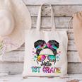 Messy Hair Bun Girl Back To School First Day Hello 1st Grade Canvas Tote Bag