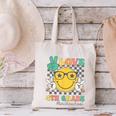 Peace Love 4th Grade Cute Smile Face Back To School Girls Canvas Tote Bag