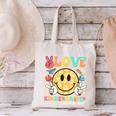 Peace Love Kindergarten Smile Face Back To School Girls Kids Canvas Tote Bag