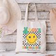 Peace Love Kindergarten Smile Face Hippie Back To School Canvas Tote Bag Peace Love Kindergarten Smile Face Hippie Back To School Canvas Tote Bag