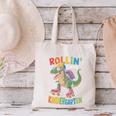 T Rex Rollin Into Kindergarten Back To School First Day Boys Canvas Tote Bag
