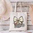 Wildcats Baseball Leopard Print Coquette Bow Mascot Game Day Canvas Tote Bag