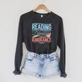 Book Reading Reading Can Seriously Damage Your Ignorance Raglan Sleeve Sweatshirt Dark Grey Heather