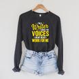 Book Writer Voices In My Head Work For Me Author Writing Raglan Sleeve Sweatshirt Dark Grey Heather