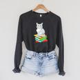 Cats And Books Lover Persian Cat For Men Women Kids Raglan Sleeve Sweatshirt Dark Grey Heather