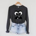 Creepy Face Carrot Halloween Book Character Costume Raglan Sleeve Sweatshirt Dark Grey Heather
