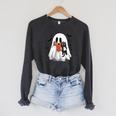 Cute Halloween Ghost Reading Book Raglan Sleeve Sweatshirt Dark Grey Heather Cute Halloween Ghost Reading Book Raglan Sleeve Sweatshirt Dark Grey Heather
