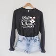Easily Distracted By Bunnies And Books Raglan Sleeve Sweatshirt Dark Grey Heather