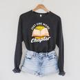 Just One More Chapter Book Reading Bookworm Raglan Sleeve Sweatshirt Dark Grey Heather