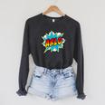Kids Boys Arlo Comic Book Superhero Name Raglan Sleeve Sweatshirt Dark Grey Heather