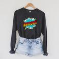 Kids Boys Brooks Comic Book Superhero Name Raglan Sleeve Sweatshirt Dark Grey Heather