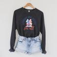 Literacy And Justice For All Book Coquette Bookworm 4th July Raglan Sleeve Sweatshirt Dark Grey Heather