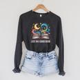 Lost In A Good Book Moon And Stars Fantasy BookTok Raglan Sleeve Sweatshirt Dark Grey Heather