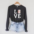 Love Books Stack Literature Reading Themed Pictograph Raglan Sleeve Sweatshirt Dark Grey Heather