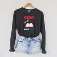 Read Blue Patriotic Book Lover Girls Independence Raglan Sleeve Sweatshirt Dark Grey Heather