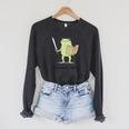 We Read At Dawn Bookish Frog Reading Raglan Sleeve Sweatshirt Dark Grey Heather