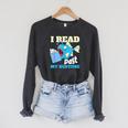 I Read Past My Bed Time Book Reading Anglerfish Librarian Raglan Sleeve Sweatshirt Dark Grey Heather