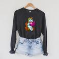 Unicorn Librarian For A Teacher Reading Book In School Raglan Sleeve Sweatshirt Dark Grey Heather